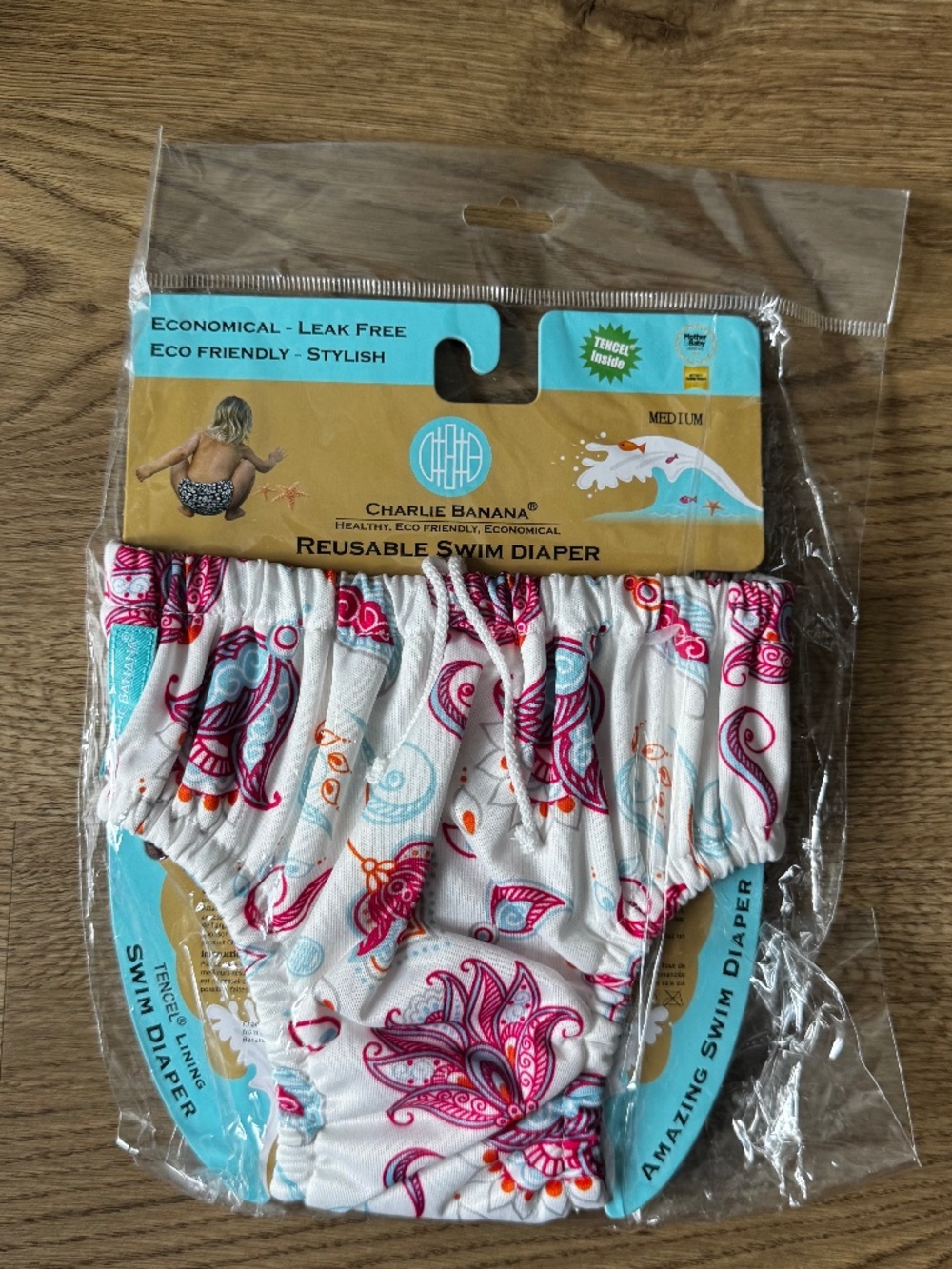 Charlie Banana Reusable Swim Diaper Medium | New in Package | Pink Floral